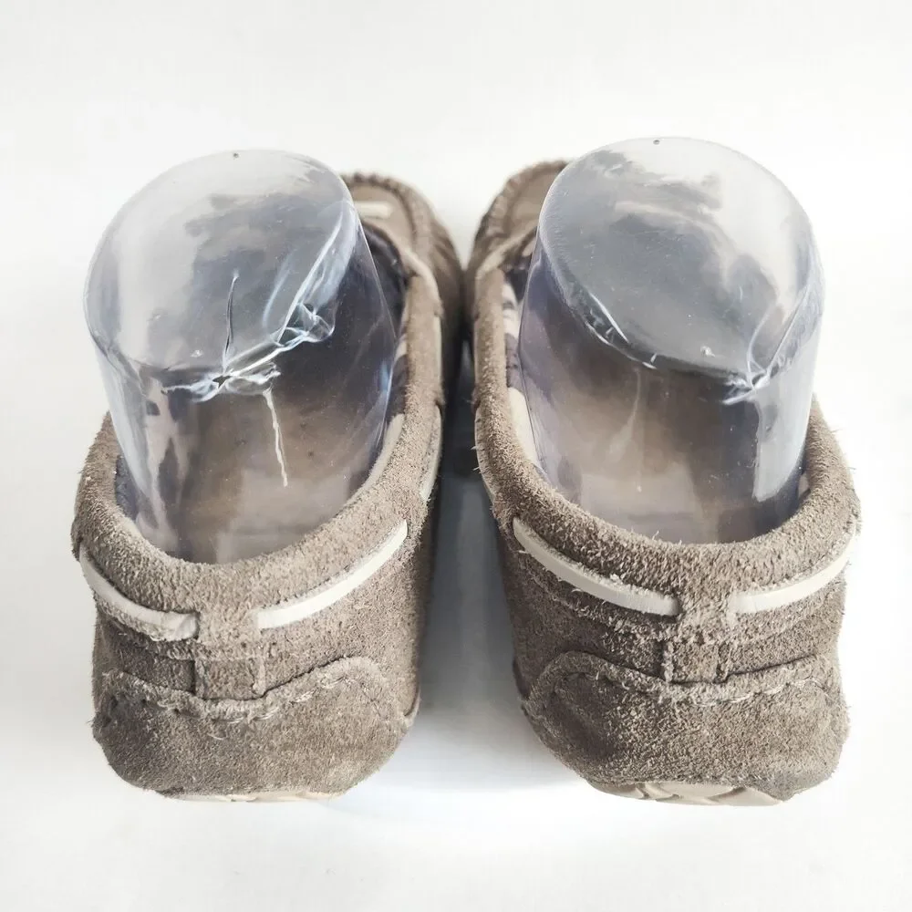 UGG Kids Gray Suede Faux Fur‎ Ryder Jungle Moccasin Slippers 1005160K US Size 4